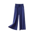 thumbnail image 3 of Blmnix Palazzo Wide Leg Dress Pants for Women Cotton Pants Petite Pants Jeans Baggy Blue Flare-Leg Full High Snowpants for Womens,M, 3 of 4