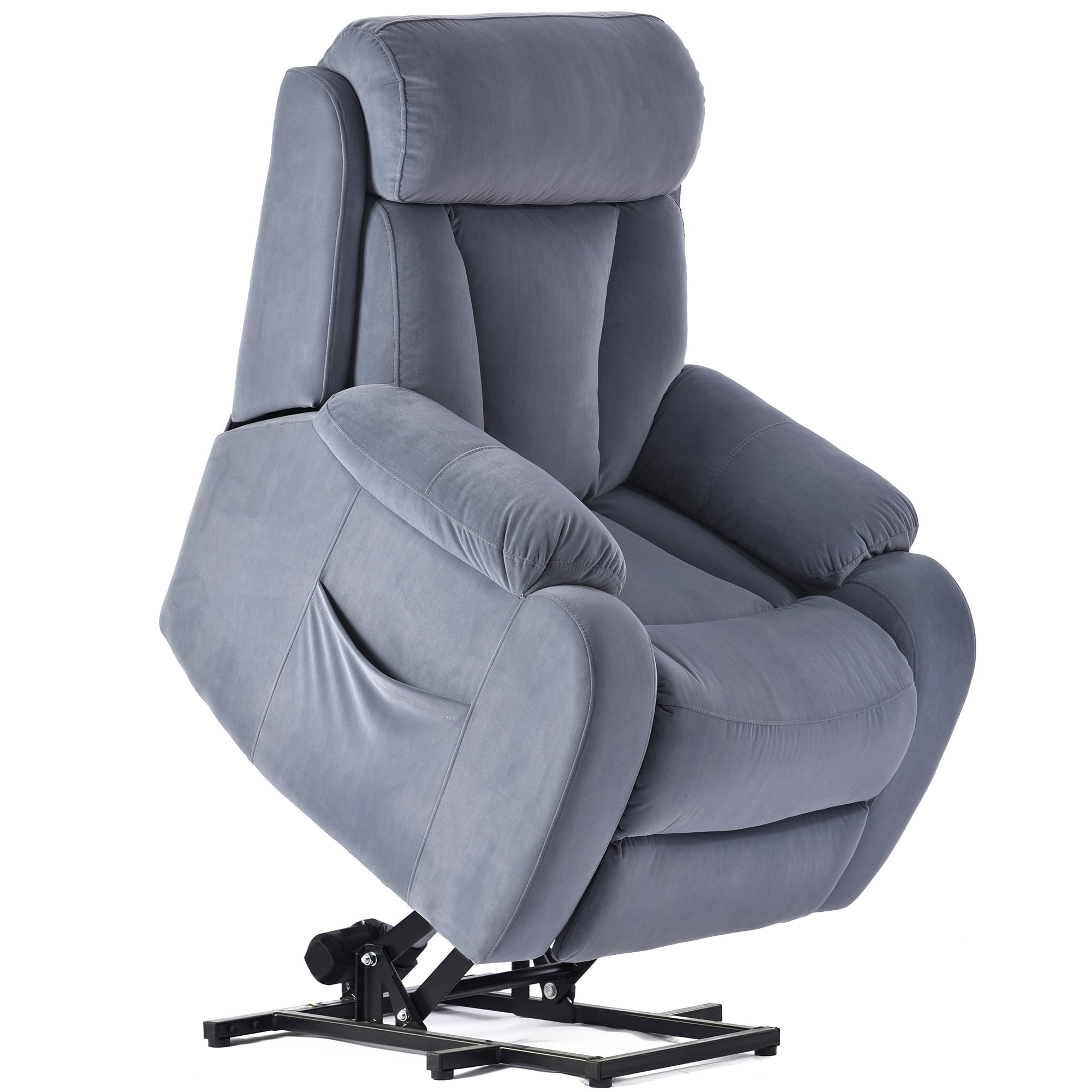 Resenkos Massage Recliner Chair, Fabric Recliner Sofa Home Theater Seating with Lumbar Support, Power Lift Recliner Chair for Living Room, Blue
