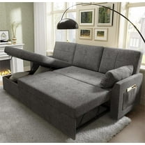 papajet Sofa Bed, Sleeper Sofa with Storage Chaise, Pull Out Couch for Living Room- Gray Chenille