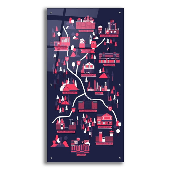 Epic Art 'The Walking Dead Map' by Robert Farkas, Acrylic Glass Wall Art, 24"x48"