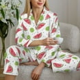 thumbnail image 6 of Honeii Watermelon And Kiwi print Women's Pajama Sets Long Sleeve Button Down Sleepwear Nightwear Soft Pjs Lounge Sets-X-Large, 6 of 7