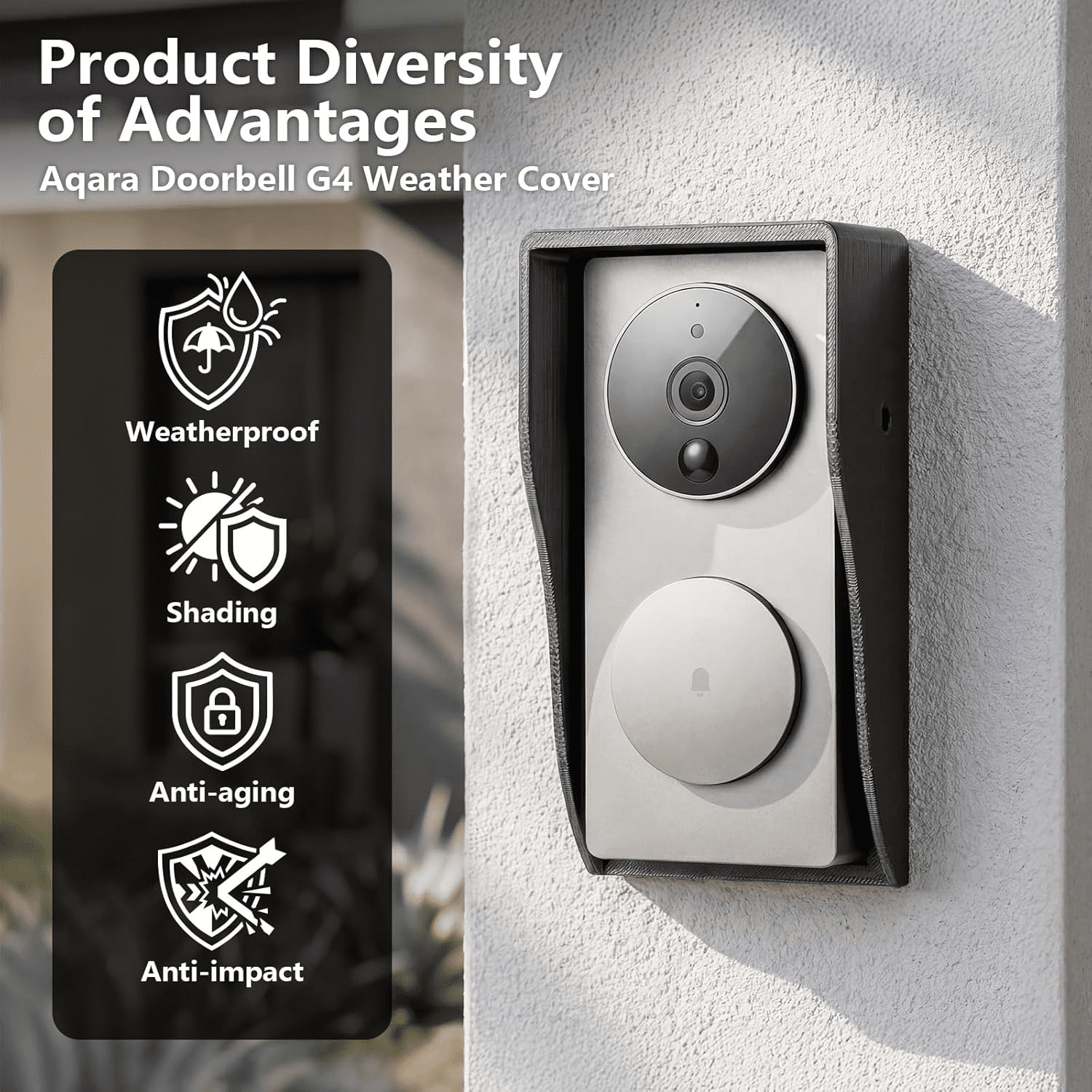 for Aqara G4 Weather Cover, Outdoor Protection Shield with Easy Snap-On Installation, Rain & Weatherproof, Compatible with Angle Mount for Doorbell