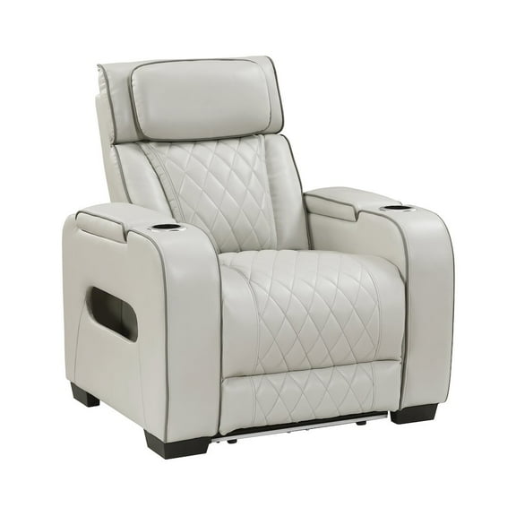 Lexicon Fairway Faux Leather Power Reclining Chair with Power Headrest in Taupe