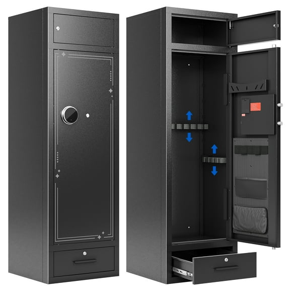 KAER 8-12 Gun Safe, Large Unassembled Rifle Safe for Rifle and Shotgun, Gun Cabinet with Adjustable Rifle Rack and Drawer