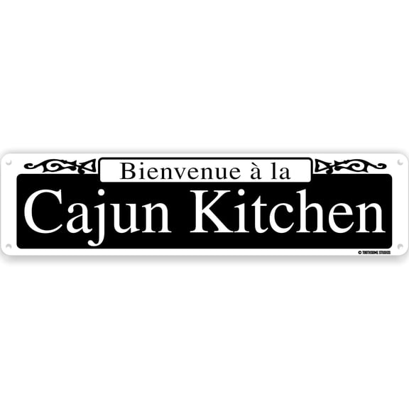 Cajun Kitchen New Orleans Theme Street Sign 16" x 4" Tin Wall Decor French Quarter Mardi Gras Big Easy Luisiana Cajun Style Garage Home Bar Decoration