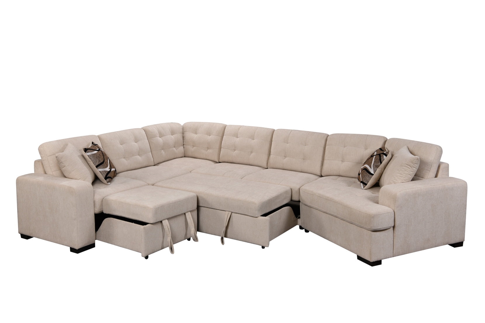 149" Oversized Sectional Sofa Sleeper, Large Upholstered UShape Couch
