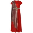 thumbnail image 3 of iiniim Kids Girls Greek Toga Robe Short Sleeve Metallic Ancient Greece Gown Princess Dress Halloween Cosplay Red 6, 3 of 7