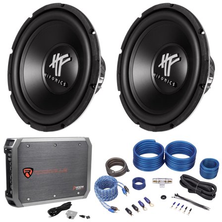 (2) Hifonics HFX12D4 12" 1600w Dual 4-Ohm Car Subwoofers Mono Amplifier Amp Kit