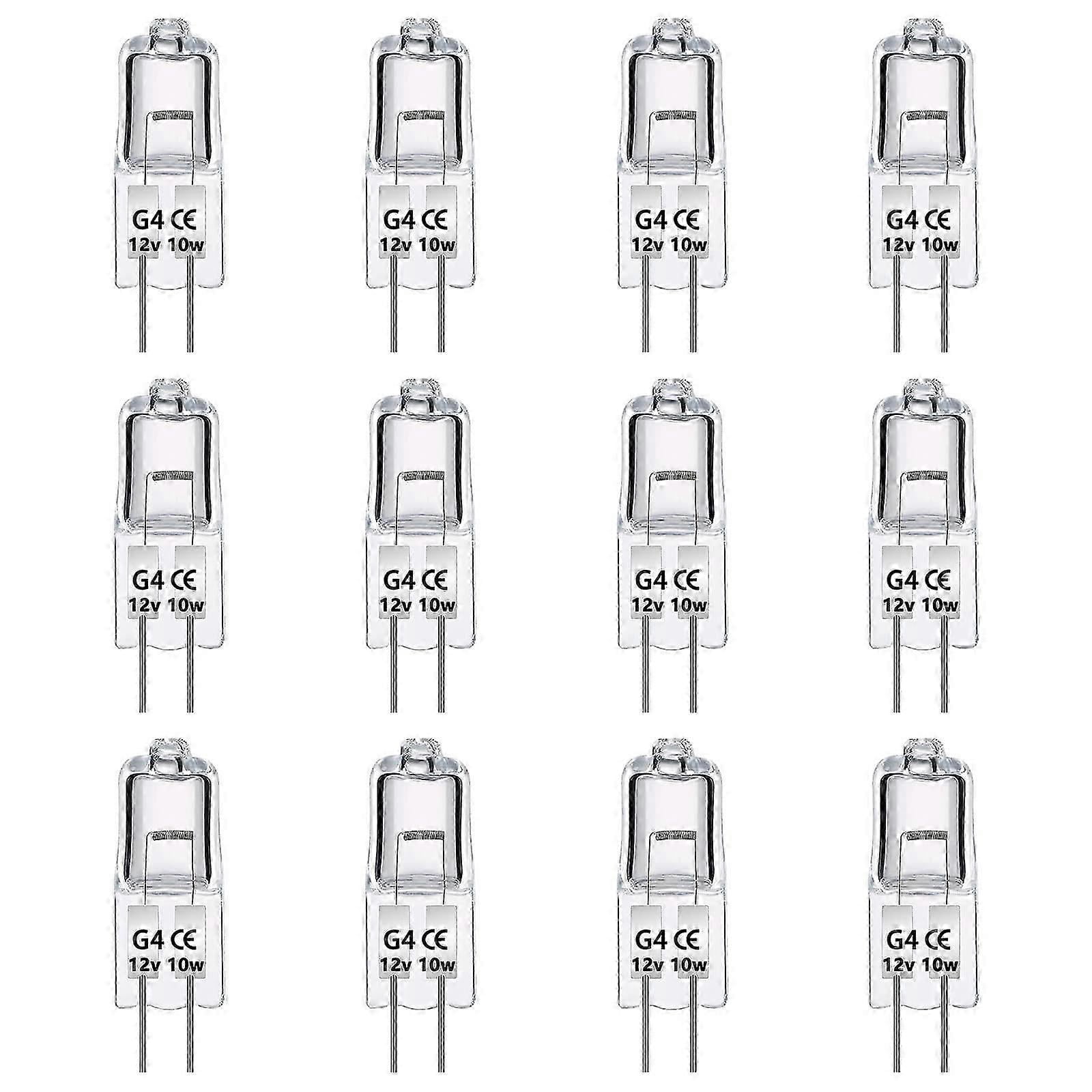 12 Pack G4 Halogen Light Bulbs 10W 12V Dimmable 2 Pin Lamp Bulb, Clear ...