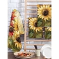 thumbnail image 2 of Summer Sunflowers Hand Towels Set, Waffle Weave Kitchen Towels 2 Pieces, Red Yellow Floral Leaf Wood Grain Microfiber Hair Face Bath Tea Towel Absorbent Quick Drying Cleaning Dish Cloths, 15.7"x23.6", 2 of 7