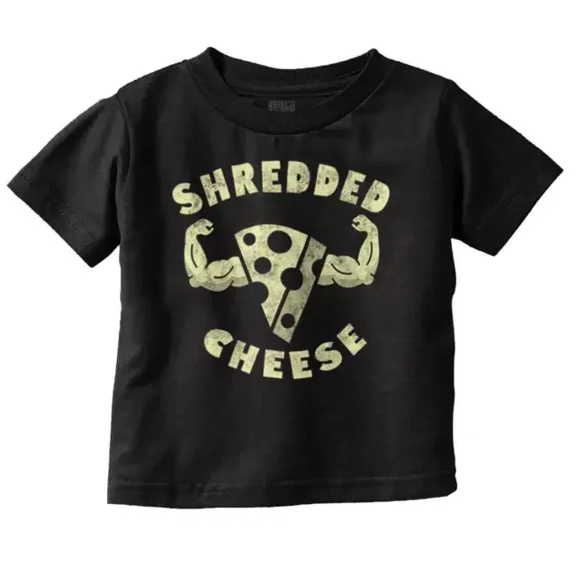 Funny Food Pun Gym Humor Shredded Cheese Toddler T Shirt TODDLER SHORT SLEEVE TEE BELLA CANVAS 3001T