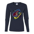 thumbnail image 2 of Colorful Sneakers Chucks Streetwear Womens Graphic Long Sleeve T-Shirt, Navy, X-Large, 2 of 3