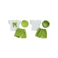 thumbnail image 2 of BemeyourBBs Toddler Baby Girl 2 Peice Skirts Set Cute Summer Fall Clothes Vintage Little Girls Short Sleeve 3D Bowknot T-Shirt Skorts Shorts Beret Hat, 2 of 9