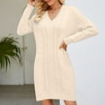 thumbnail image 6 of IROINNID Cocktail Dress for Women Wedding Guests Dresses for Women Twisted Flower Bottom V-Neck Long Knitted Dress Discount,Beige, 6 of 7