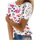 thumbnail image 1 of Mujeres Causal Mangas Cortas Cómodo Encaje Cuello Redondo Estampado Blusa Pullover Tops Camisa OAVQHLG3B Store lin121212, 1 of 5