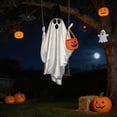 thumbnail image 5 of VORJELT 1.5M Hanging Ghost with Pumpkin Candy Bag - LED Light-Up Outdoor Halloween Decor, Spooky Porch Ornament for Yard and Party White, 5 of 6