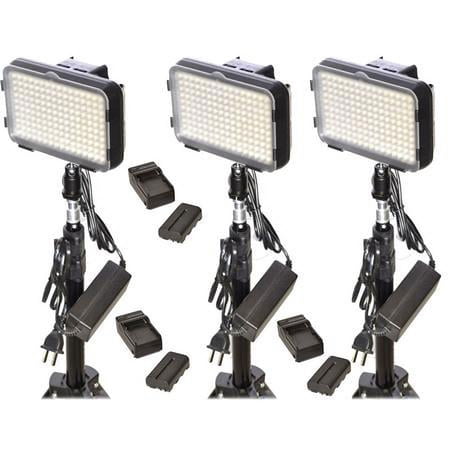 UPC: 0741147950932 | XT160 Bi-Color On-Camera LED 3-Light Kit  Includes 3x LS180 6.6  Light Stands  3x NP-F Type Batteries and 3x AC Adapters