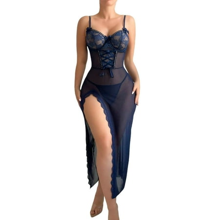 Women s Nightgowns & Sleepshirts Babydoll Dress For Women Blue Pajamas For Women Lace Nightgowns For Women Womens Sexy Lingerie