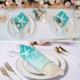thumbnail image 3 of Teal Beige Ombre Coastal Cloth Napkins, Nautical Beach Starfish Coral Summer Washable and Reusable Dinner Napkins Set of 6, Table Napkin for Kitchen Party Birthday Wedding Hotel Housewarming 20"x20", 3 of 9