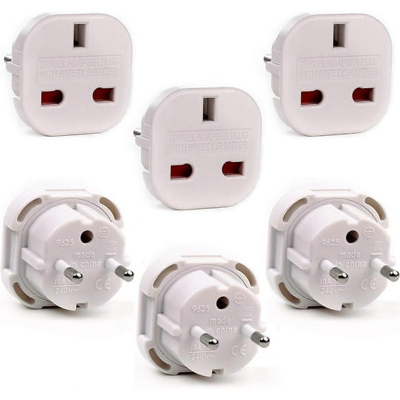 Adapter - UK to European Plug Adapter - Travel Plug Converter UK to EU Type C, E, F for Spain, France, Russia, Italy, Germany, Portugal, Turkey