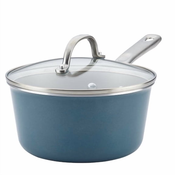 Ayesha Curry Nonstick Covered Saucepan 3qt. Porcelain Enamel Sauce Pan with Lid
