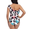 thumbnail image 5 of Uemuo Heart Panda Print Women's One Piece Swimsuit Asymmetrical Neck Bathing Suit One Shoulder Side Cutout Ruffle Swimwear-X-Large, 5 of 6