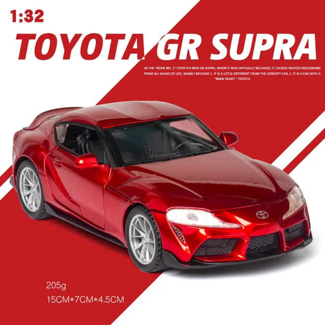 1:32 Toyota GR SUPRA Diecast Alloy Car Model High Simulation Metal Toy With Sound Light Pull Back For Kid Children Collection red