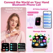 Mingwear 1.85-Inch Mens and Womens smartwatch fits for Android and iPhone Devices with Fitness Tracker, Pedometer, Answer/Call/120 Sport Modes, IP68 Waterproof Fitness Watch (Pink)