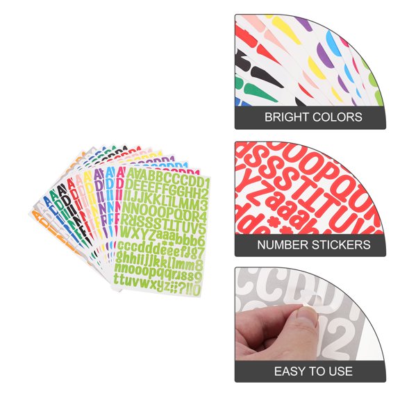 ETEREAUTY Multi Color PVC Letters Numbers Stickers for Laptops 12Sheets
