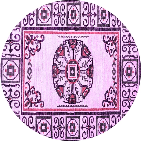 Ahgly Company Indoor Round Oriental Purple Modern Area Rugs, 4' Round
