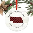 thumbnail image 2 of US State Round Metal Christmas Ornament, Red Plaid on Light Rustic Wood, Nebraska, Includes Ribbon and Gift Bag, 2 of 2