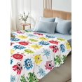thumbnail image 5 of Twin Flat Sheet 66"x96", Colorful Monsters Soft Lightweight Bedding Flat Sheets Only, Abstract Cartoon Cute Artistic Funny Brushed Microfiber Top Bed Sheet, Breathable StainResistant Bedsheets, 5 of 9
