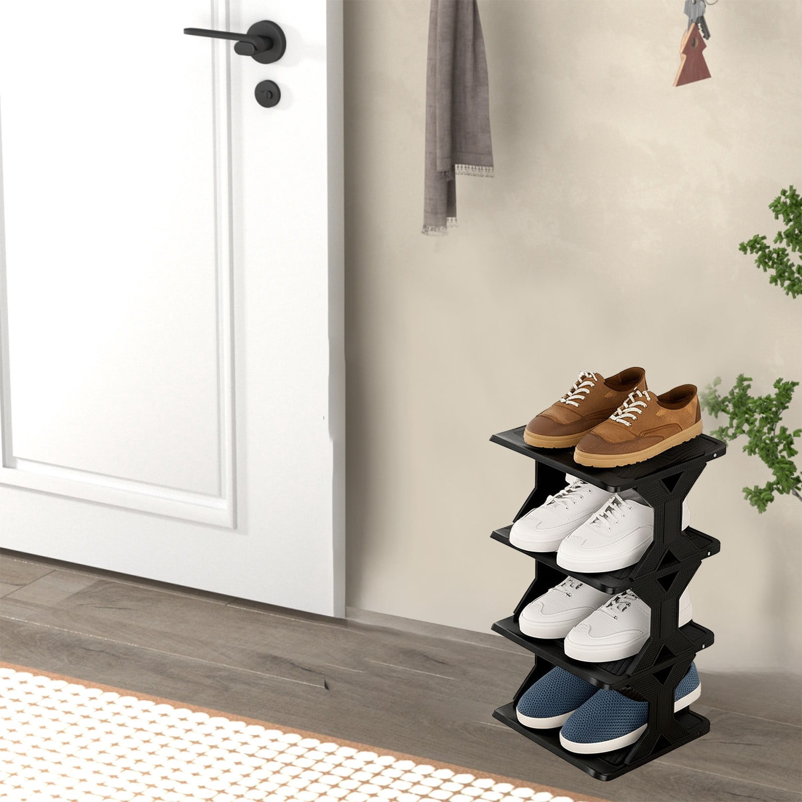Merryso 2-Tier Small Plastic Shoe Rack - Tool-Free Assembly, Removable Washable, Ideal for Entryway - Heavy Duty, Non-Fading, 20.07x10.62x10.23in