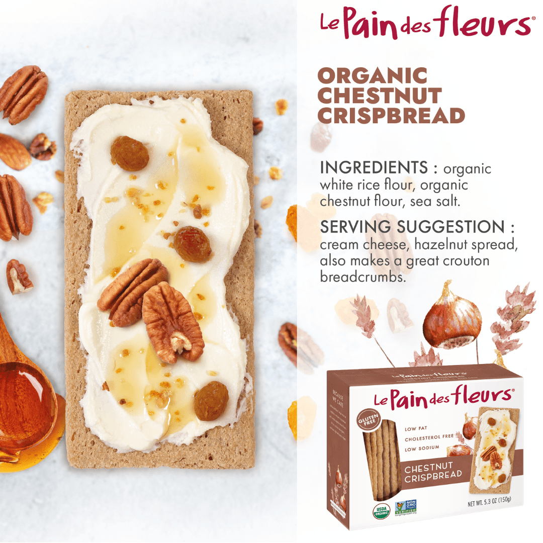 Le Pain des Fleurs Organic Crispbread, Chestnut | Gluten Free, Kosher, Vegan – 6 Pack (5.3 oz each)