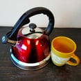 Mr. Coffee Claredale 1.7 Qt Whistling Stainless Steel Tea Kettle in Red