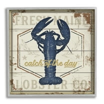 Stupell Home Décor Industries Catch of the Day Vintage Blue Lobster Plank Pattern 24 x 24 Designed by Jennifer Pugh