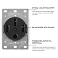 thumbnail image 5 of ENERGETIC 50A, 125/250V, NEMA 14-50R, Standard Size Thermoplastic PA Single Flush Mount, Industrial Receptacle Outlet, Black, 3-Pole, 4 Wire (1-Pack), 5 of 14
