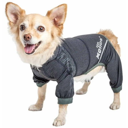 UPC: 0810787039519 | Dog Helios ®  Namastail  Lightweight 4-Way Stretch Breathable Full Bodied Performance Yoga Dog Hoodie Tracksuit