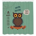 thumbnail image 3 of Ambesonne Halloween Shower Curtain, Owl Skull Spooky Party, 69"Wx84"L, Laurel Green and Multicolor, 3 of 3