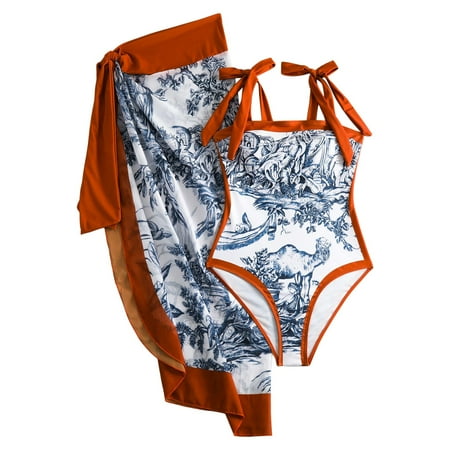 Blphud Swim Suit Womens Bikini and Thong Women Bikini Set Cover Up 2 Piece Swimsuit Top High Waisted Bottom Swimwear Women s Bikini Swim Suits for Women 2024 Womens Swimsuits Orange M