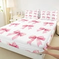 thumbnail image 3 of Feelyou Kawaii Bowknot Girl Bed Sheets, White Pink Bow King Sheets, Dreamy Princess Style Sheet Set, Breathable Home Decor, 4 Pieces, 3 of 7