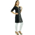 thumbnail image 5 of Phagun Black Cotton Tunic Indian Ethnic 3/4 Sleeve Women's Summer Kurta-4, 5 of 9