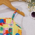 thumbnail image 4 of REDARER Girls Cartoon Tropical Figure Print Spaghetti Strap Dress Lace Trim Waist Elastic Flared A Line Casual Summer Sundress, 4 of 7