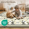 thumbnail image 4 of ODIKA 8'x10' Washable Area Rug Non-Shedding, Easy Care, Abstract Geometric Motif Boho Detailing Interlocking Lattice for King Size Bedroom Under Bed, Master Suite, 4 of 7
