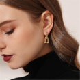 thumbnail image 5 of Women U-shaped Pin Link Chain Earrings Unique Chunky Ear Rings Gift, 5 of 5