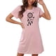 thumbnail image 4 of Camisón corto de talla grande para mujer, camisón de manga corta con estampado de pecho a la moda, camisón para mujer, 4 of 7