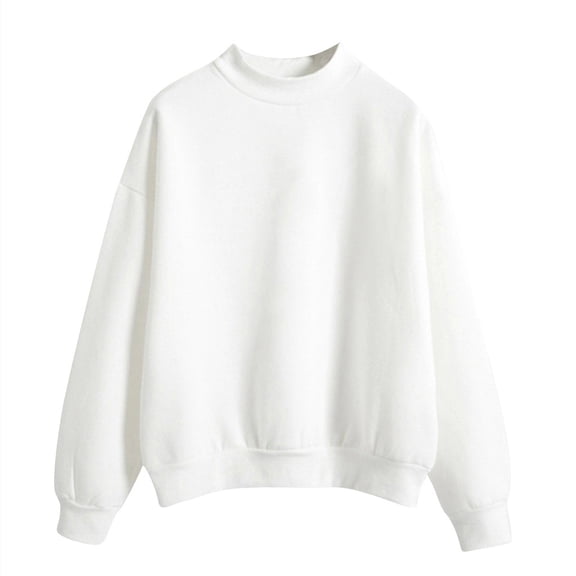 TGPMGRZ Mockneck Sweatshirt, Women's Casual Long Sleeve Shirts Fall Winter Clothes Fashion 2026 #01 White, Size M
