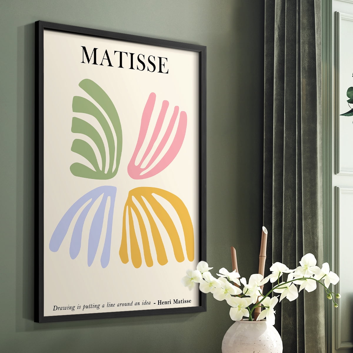 Matisse CDLXXXVIII in Black Solid Wood Framed Print No Nail Hanging