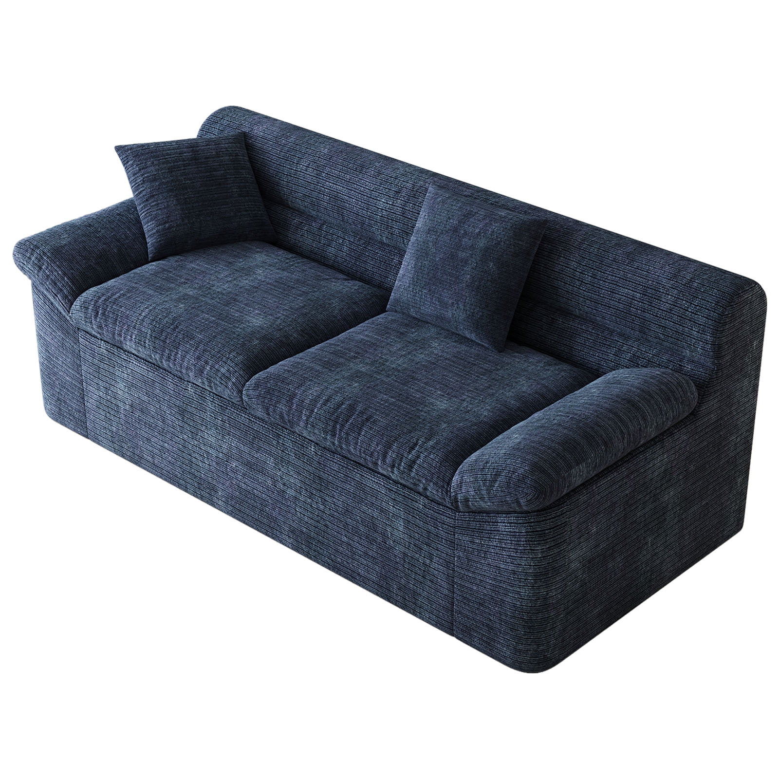 Leumius 71" Boneless Sofa,3 Setaser Couch with Deep Seat,Comfy Loveseat Sofa,for Living room, Bedroom,Conference room ,Apartment,No Assembly,Aged Blue