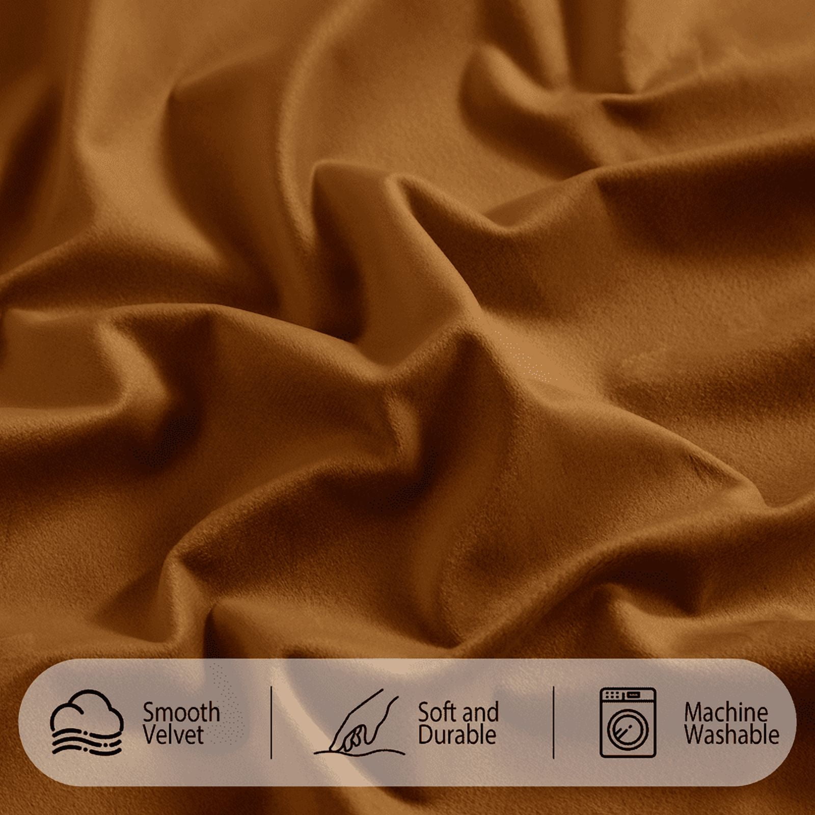 NICETOWN Velvet Blackout Curtains for Living Room, Thermal Insulated Luxury Drapes for Bedroom, Room Darkening Back Tab Velvet Window Treatments, Gold Brown, 52"x90", 2 Panels
